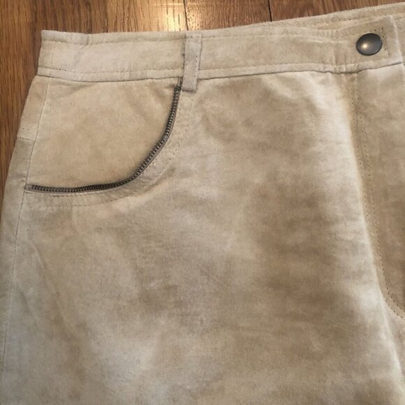 NWT August Silk Logic Womens Size 12 Brown Suede Leather Skirt Lined - Picture 3 of 6